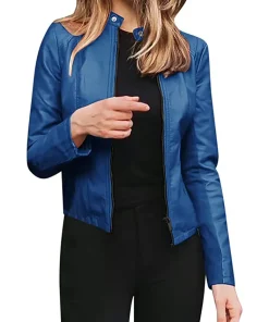 womens-casual-slim-fit-blue-faux-leather-biker-jacket