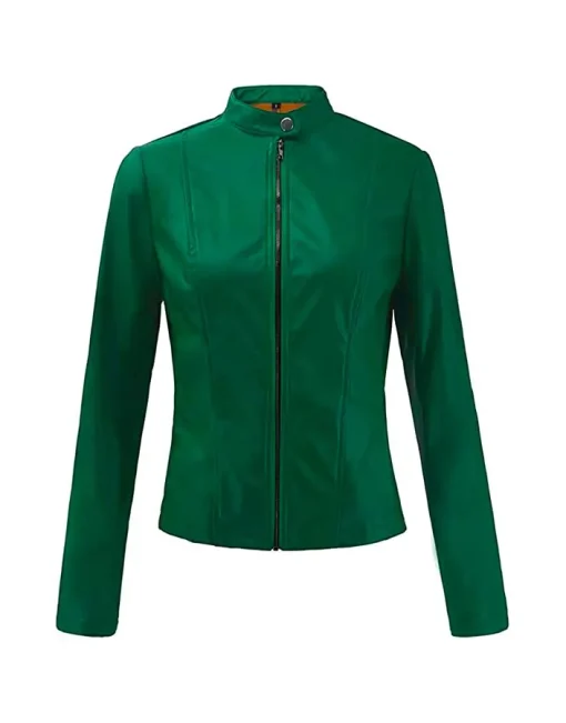 womens-casual-slim-fit-dark-green-faux-leather-biker-jacket