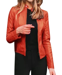 womens-casual-slim-fit-orange-faux-leather-biker-jacket