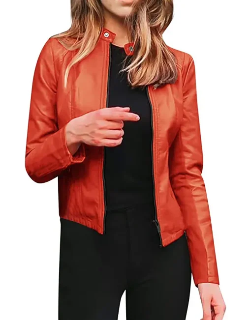 womens-casual-slim-fit-orange-faux-leather-biker-jacket