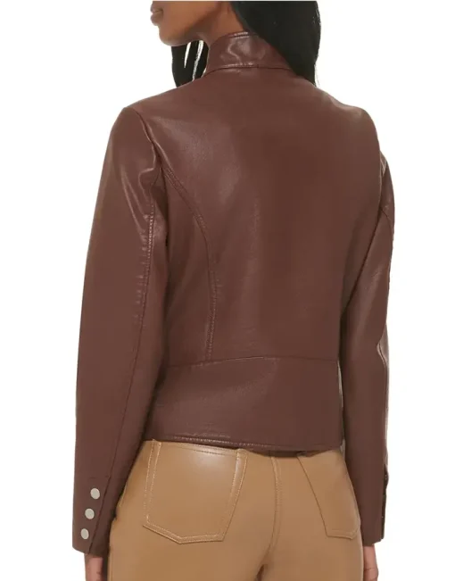 womens-chocolate-brown-faux-leather-racer-jacket