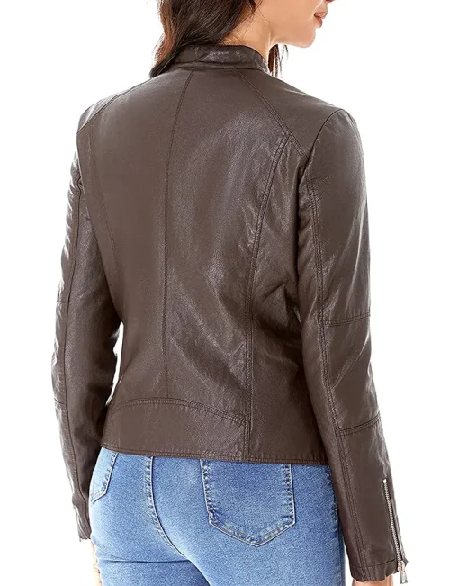 womens-chocolate-brown-faux-leather-zip-up-slim-fit-jacket