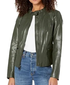 womens-classic-short-moto-dark-green-faux-leather-jacket