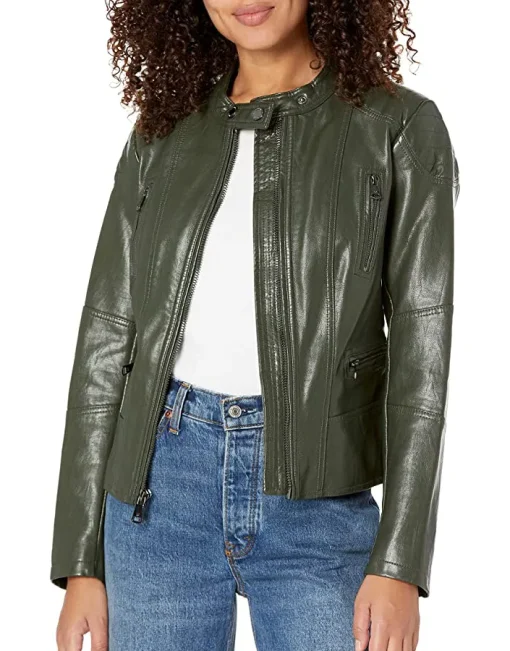 womens-classic-short-moto-dark-green-faux-leather-jacket