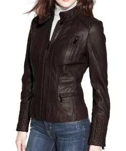 womens-dark-brown-faux-leather-slim-fit-biker-jacket