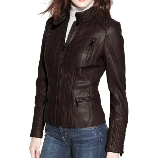 womens-dark-brown-faux-leather-slim-fit-biker-jacket