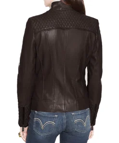 womens-dark-brown-faux-leather-slim-fit-biker-jacket