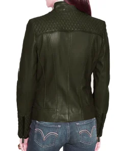 womens-dark-green-faux-leather-slim-fit-biker-jacket