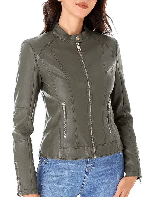 womens-green-faux-leather-zip-up-slim-fit-jacket