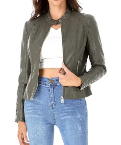 womens-green-faux-leather-zip-up-slim-fit-jacket