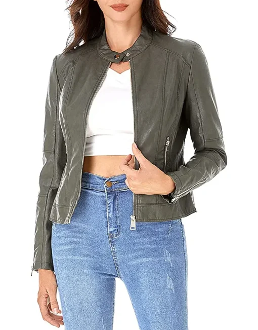 womens-green-faux-leather-zip-up-slim-fit-jacket