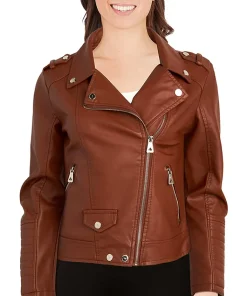 womens-faux-leather-brown-motorcycle-jacket