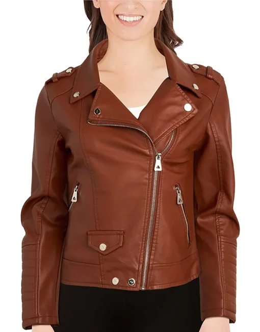 womens-faux-leather-brown-motorcycle-jacket