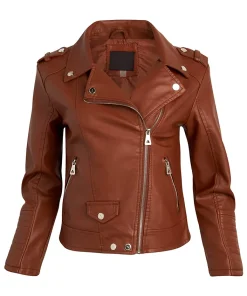 womens-faux-leather-brown-motorcycle-jacket