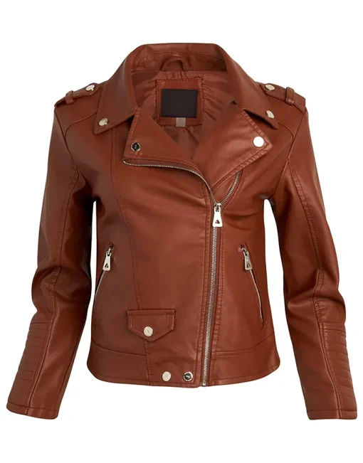 womens-faux-leather-brown-motorcycle-jacket