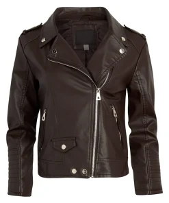 womens-faux-leather-coffee-brown-motorcycle-jacket