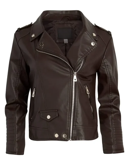 womens-faux-leather-coffee-brown-motorcycle-jacket