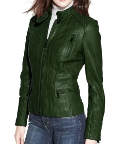 womens-green-faux-leather-slim-fit-biker-jacket