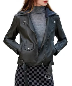 womens-hooded-black-faux-leather-biker-jacket