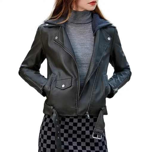 womens-hooded-black-faux-leather-biker-jacket