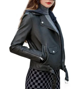 womens-hooded-black-faux-leather-biker-jacket