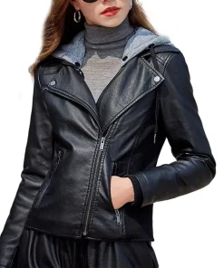 womens-hooded-black-faux-leather-slim-fit-jacket