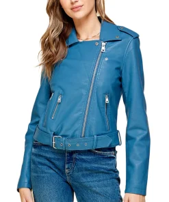 womens-lapel-collar-blue-faux-leather-motorcycle-jacket