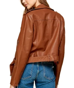 womens-lapel-collar-brown-faux-leather-motorcycle-jacket