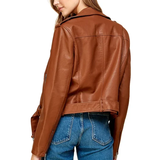 womens-lapel-collar-brown-faux-leather-motorcycle-jacket