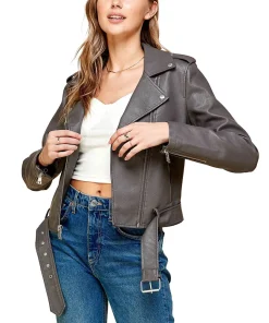 womens-lapel-collar-grey-faux-leather-motorcycle-jacket