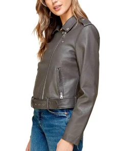 womens-lapel-collar-grey-faux-leather-motorcycle-jacket