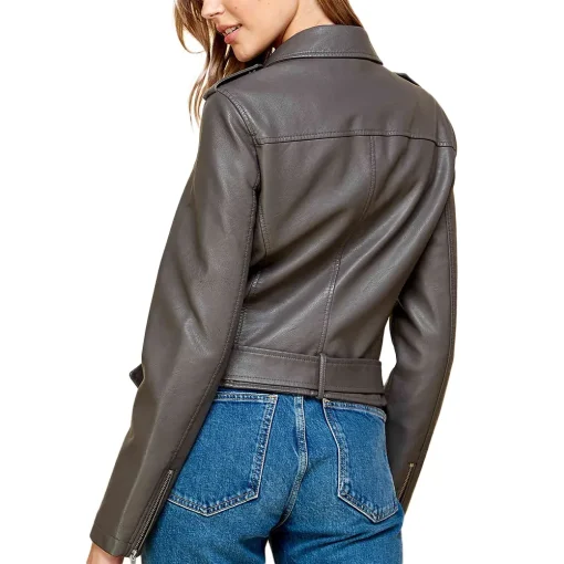 womens-lapel-collar-grey-faux-leather-motorcycle-jacket