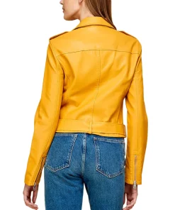 womens-lapel-collar-yellow-faux-leather-motorcycle-jacket