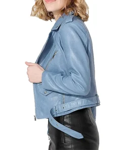 womens-multi-zipper-pockets-blue-faux-leather-jacket