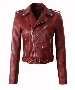 womens-multi-zipper-pockets-maron-faux-leather-jacket