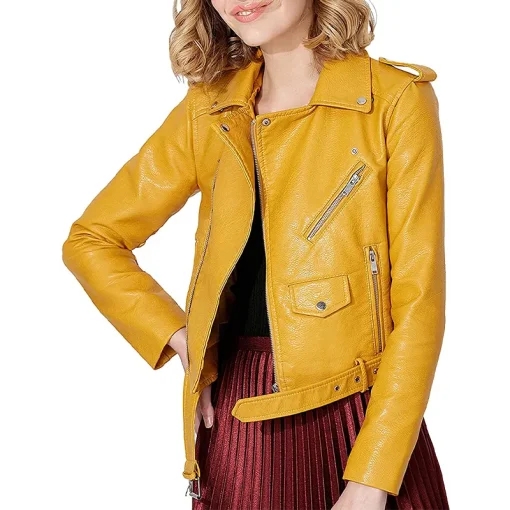 womens-multi-zipper-pockets-yellow-faux-leather-jacket