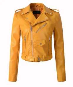 womens-multi-zipper-pockets-yellow-faux-leather-jacket