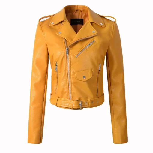 womens-multi-zipper-pockets-yellow-faux-leather-jacket