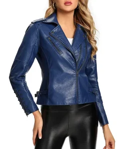 womens-navy-faux-leather-long-sleeve-jacket