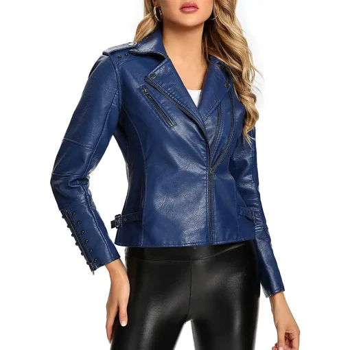 womens-navy-faux-leather-long-sleeve-jacket