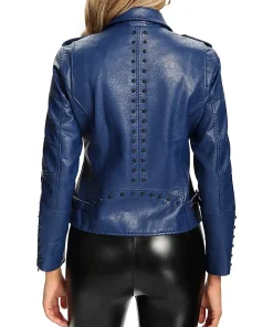 womens-navy-faux-leather-long-sleeve-jacket