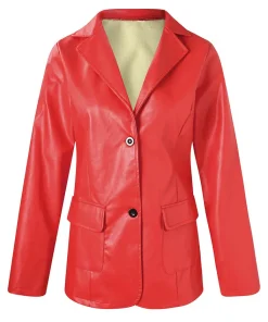 womens-oversized-red-faux-leather-blazer