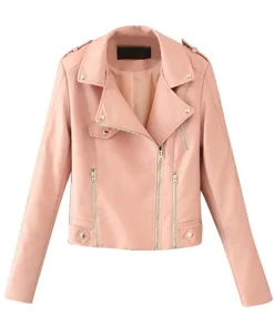 womens-peach-faux-leather-classic-motorcycle-jacket