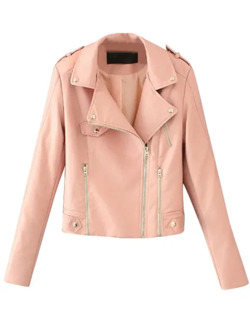 womens-peach-faux-leather-classic-motorcycle-jacket