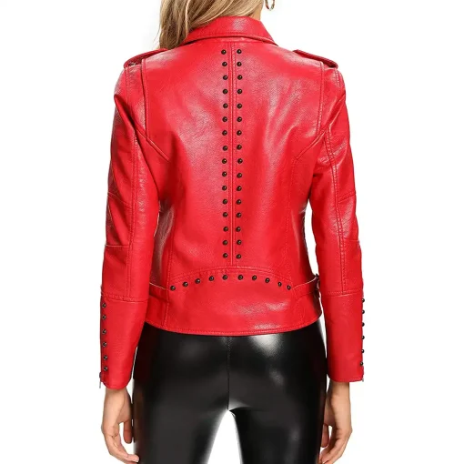 womens-red-faux-leather-long-sleeve-jacket