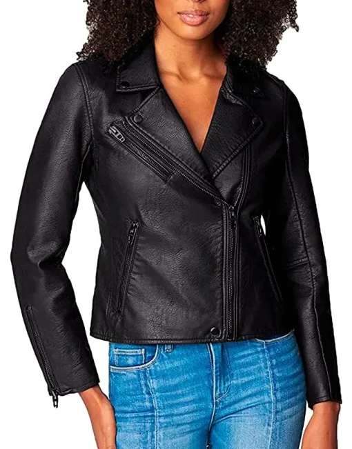 womens-semi-fitted-black-faux-leather-motorcycle-jacket