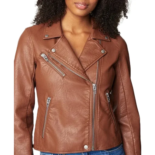 womens-semi-fitted-brown-faux-leather-jacket