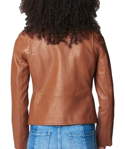 womens-semi-fitted-brown-faux-leather-motorcycle-jacket