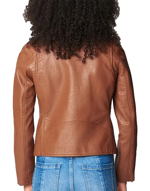 womens-semi-fitted-brown-faux-leather-motorcycle-jacket