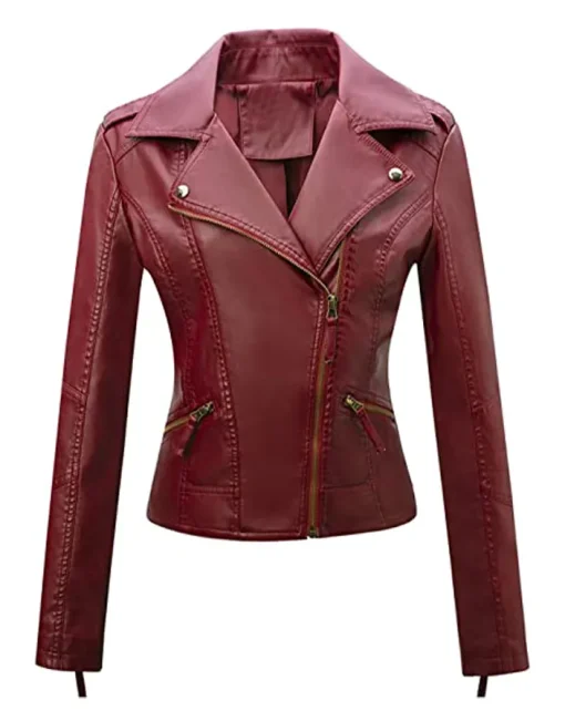 womens-slim-fit-burgundy-faux-leather-moto-biker-jacket